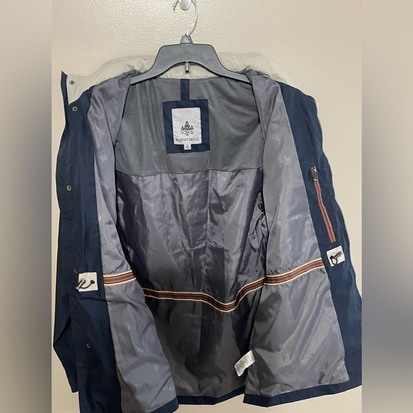 Rainforest Men’s Navy Blue Field Jacket With Stowaway Hood Size M - Picture 7 of 7
